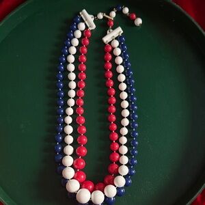 Vintage Nautical Triple-Strand Beaded Choker